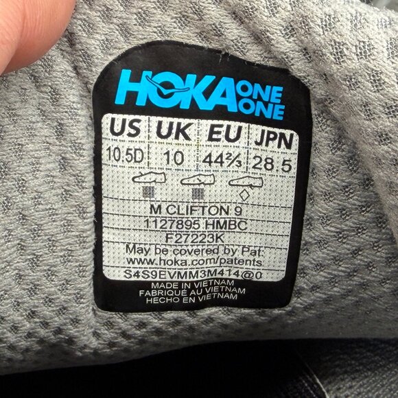 Hoka Clifton 9 Running Shoes Mens 10.5 Harbor Mist Grey Black Athletic Run Train main image 7